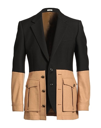 MCQUEEN Blazer Black 100% Wool, Camel hair