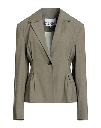 GANNI Blazer Military green 48% Viscose, 44% Recycled polyester, 5% Elastane, 3% Polyester
