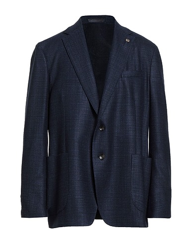 LARDINI Blazer Navy blue 68% Wool, 32% Silk