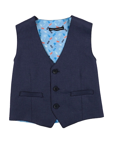 HARMONT & BLAINE Waistcoat Navy blue 55% Linen, 45% Viscose