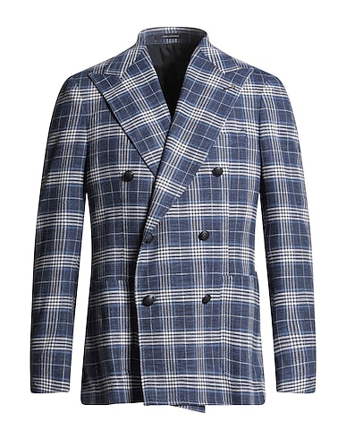 TAGLIATORE Blazer Navy blue 48% Virgin Wool, 24% Silk, 20% Cotton, 5% Polyamide, 3% Elastane