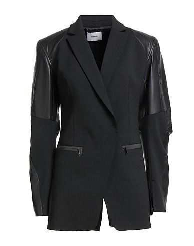 COPERNI Double breasted pea coat Black 49% Recycled polyester, 34% Viscose, 15% Polyester, 2% Elastane, Polyurethane