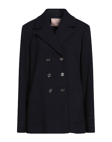 TWINSET Coat Midnight blue 69% Polyester, 28% Viscose, 3% Elastane