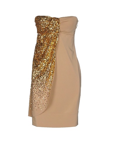 VDP COLLECTION Kurzes Kleid Beige 91% Viskose, 9% Elastan