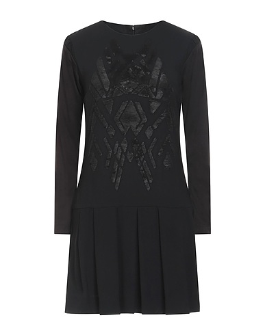 BYBLOS Pleated dress Black 48% Cotton, 48% Viscose, 4% Elastane