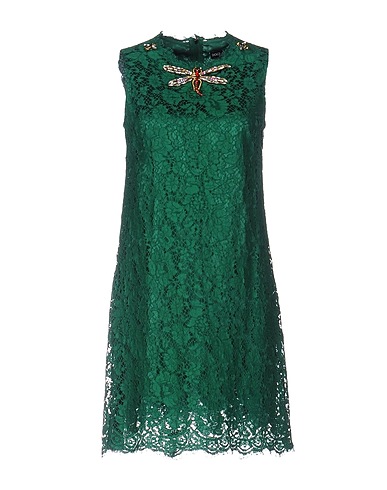 DOLCE&GABBANA Short dress Green 46% Cotton, 43% Viscose, 11% Polyamide
