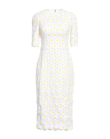 DOLCE&GABBANA Midi dress White 68% Cotton, 29% Polyester, 3% Polyamide
