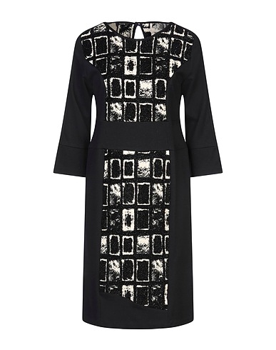 HANITA Short dress Black 55% Cotton, 43% Nylon, 2% Elastane