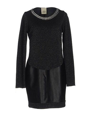 JIJIL Short dress Black 85% Viscose, 15% Polyester, Cotton, Acrylic