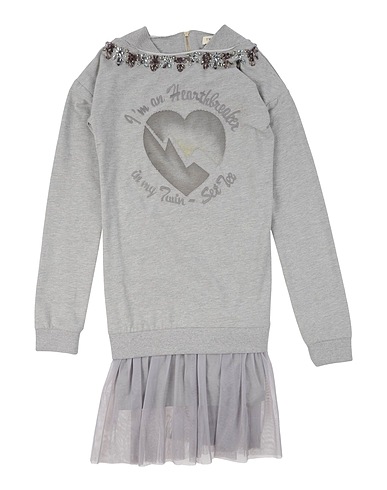TWINSET Dress Grey 60% Cotton, 18% Polyester, 18% Viscose, 4% Elastane