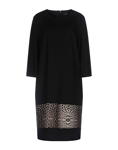 CAVALLI CLASS Midi dress Black 35% Cotton, 35% Modal, 28% Polyamide, 2% Elastane, Polyester