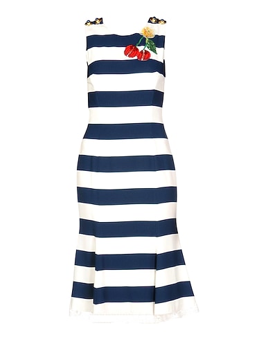 DOLCE&GABBANA Midi dress Midnight blue 90% Viscose, 9% Cotton, 1% Polyamide