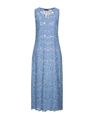 TWINSET Long dress Sky blue 39% Viscose, 38% Cotton, 23% Polyamide