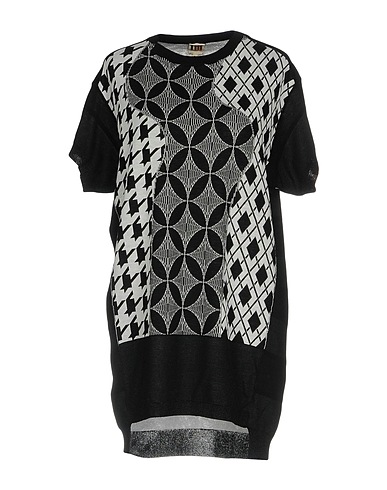 I'M ISOLA MARRAS Short dress Black 69% Cotton, 22% Viscose, 5% Polyamide, 4% Polyester
