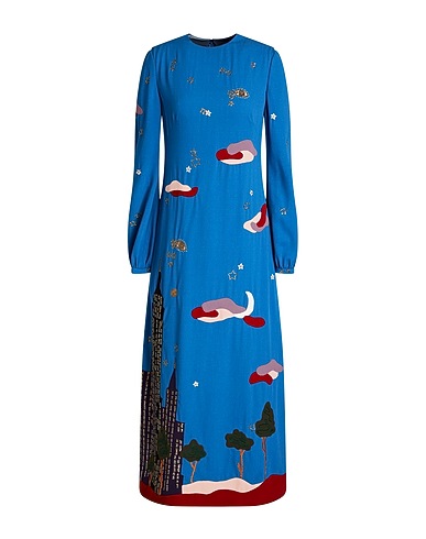 VALENTINO GARAVANI Midi-Kleid Blau 100% Schurwolle, Seide