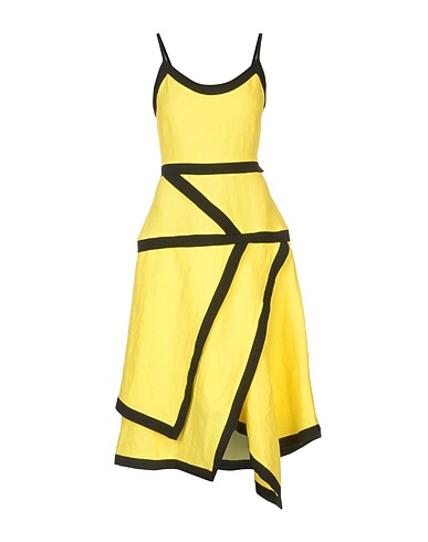 JW ANDERSON Midi dress Yellow 100% Linen, Cotton