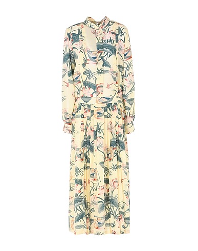 STELLA JEAN Midi dress Pastel yellow 100% Silk