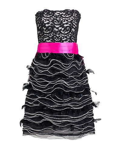 MONCHO HEREDIA Short dress Black 70% Nylon, 30% Feathers
