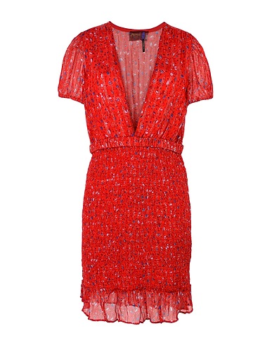FREE PEOPLE Short dress BABY LOVE SMOCKED BODYCON Red 98% Rayon, 2% Polyester