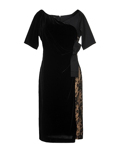 CLIPS Midi dress Black 82% Viscose, 18% Silk, Polyamide, Cotton, Polyester