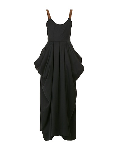 JW ANDERSON Long dress Black 100% Virgin Wool, Goat skin