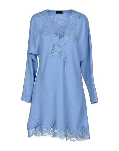 ERMANNO DI ERMANNO SCERVINO Short dress Sky blue 100% Wool, Cotton, Nylon