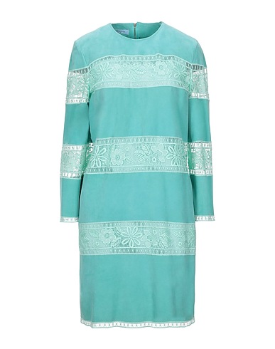 BLUMARINE Short dress Turquoise 100% Goat skin, Polyester, Polyamide
