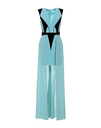 ELISABETTA FRANCHI Long dress Sky blue 84% Polyamide, 16% Elastane, Cotton