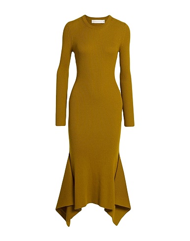 VICTORIA BECKHAM Midi dress Mustard 100% Virgin Wool