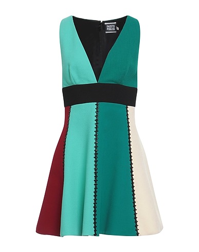 FAUSTO PUGLISI Short dress Light green 100% Wool, Acetate, Viscose