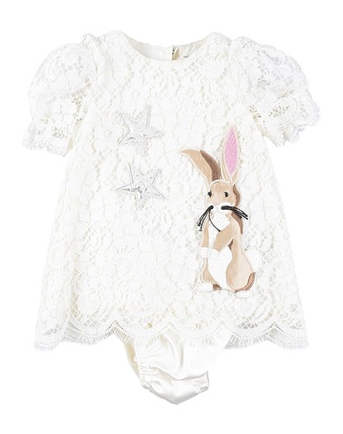 DOLCE&GABBANA Vestido para bebé  Ivory 60% Cotton, 26% Polyamide, 12% Viscose, 2% Polyester