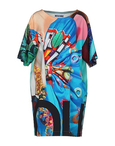 MOSCHINO Short dress Azure 79% Viscose, 19% Virgin Wool, 2% Other Fibres