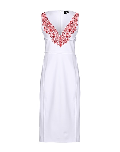 DSQUARED2 Midi dress BIANCO 67% Viscose, 28% Polyamide, 5% Elastane, Glass, Cotton