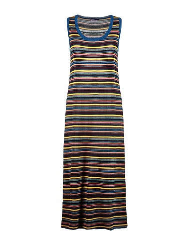 ROSSOPURO Vestito lungo Blu 60% Cotone, 28% Viscosa, 6% Poliammide, 6% Fibra di metallo