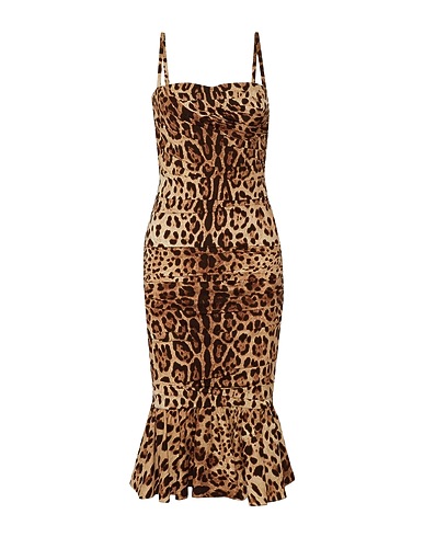 DOLCE&GABBANA Midi dress Beige 95% Silk, 5% Elastane