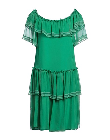 ALBERTA FERRETTI Pleated dress Emerald green 100% Silk