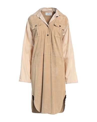 MAISON MARGIELA Midi dress Camel 100% Ovine leather, Cotton, Silk