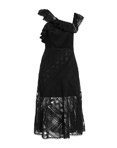 THREE FLOOR ひざ丈ワンピース ブラック コットン 76% / ポリエステル 24%