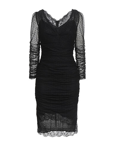 DOLCE&GABBANA Kurzes Kleid Schwarz 63% Polyester, 13% Baumwolle, 9% Andere Fasern, 8% Polyamid, 7% Viskose