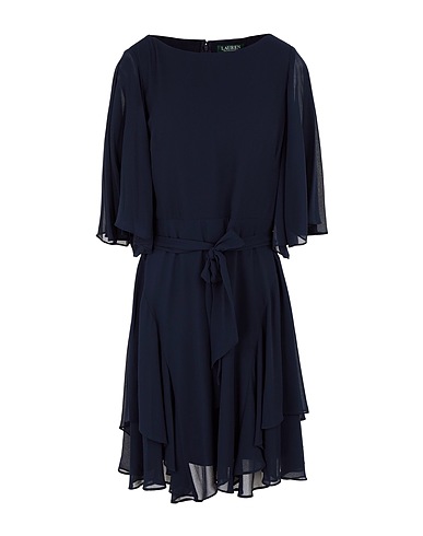 LAUREN RALPH LAUREN Short dress RUFFLED GEORGETTE COCKTAIL DRESS	 Midnight blue 100% Polyester