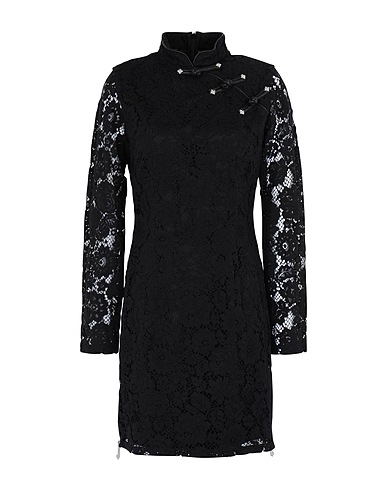 JOHN RICHMOND Sheath dress Black 100% Cotton, Leather