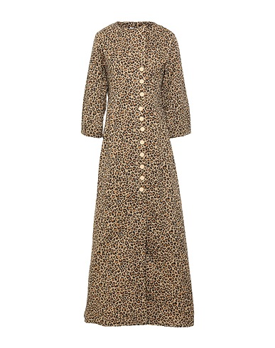 WEILI ZHENG Long dress Camel 97% Cotton, 3% Elastane