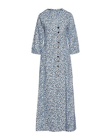 WEILI ZHENG Vestito chemisier Blu 97% Cotone, 3% Elastan