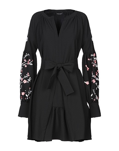 WANDERING Short dress Black 53% Polyester, 43% Wool, 4% Elastane, Glass, Viscose
