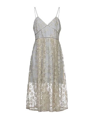 SELF-PORTRAIT Midi dress Grey 50% Polyester, 31% Polyamide, 19% Metallic fiber