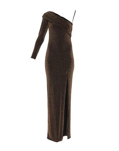 FOREVER UNIQUE Long dress Gold 95% Polyester, 5% Elastane