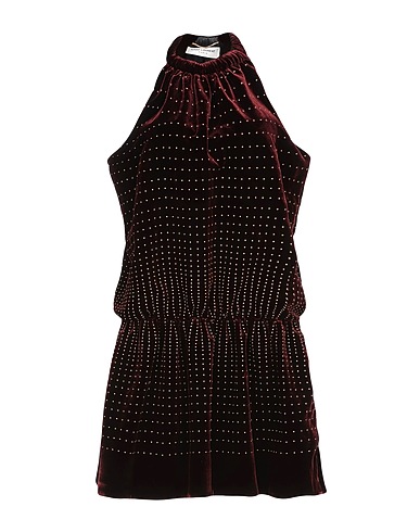 SAINT LAURENT Short dress Burgundy 92% Viscose, 8% Silk, Brass