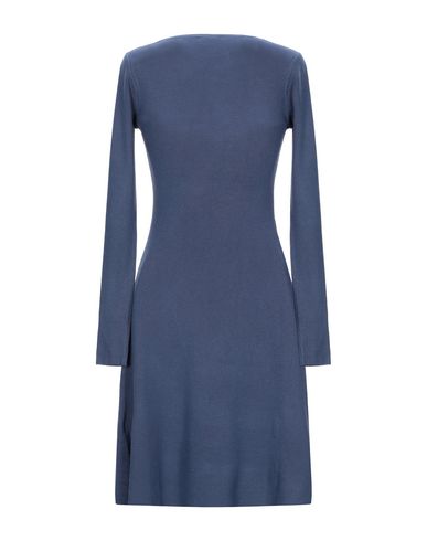 Shop Cashmere Company Woman Mini Dress Slate Blue Size 12 Wool, Cashmere, Nylon, Elastane