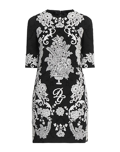 DOLCE&GABBANA Kurzes Kleid Schwarz 57% Polyester, 24% Acetat, 17% Viskose, 2% Elastan, Baumwolle