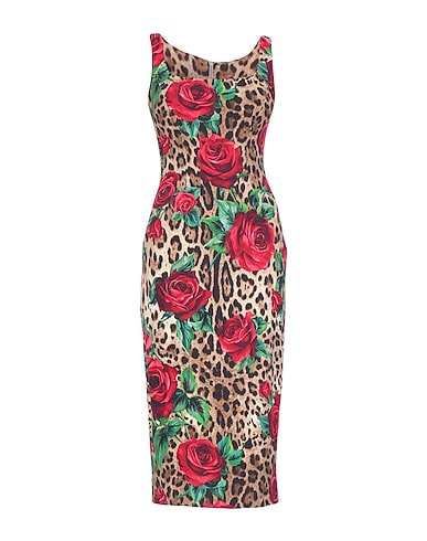 DOLCE&GABBANA Midi dress Beige 95% Viscose, 5% Elastane